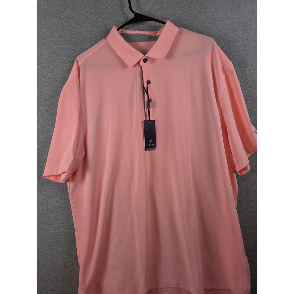 Maelreg Performance Golf‎ Polo Shirt Mens 2XL Pink Dad Sports Active Stretch NEW